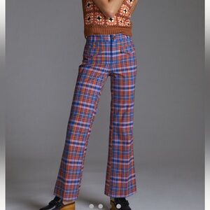 Anthropologie Maeve Flared Plaid Pants SZ 4